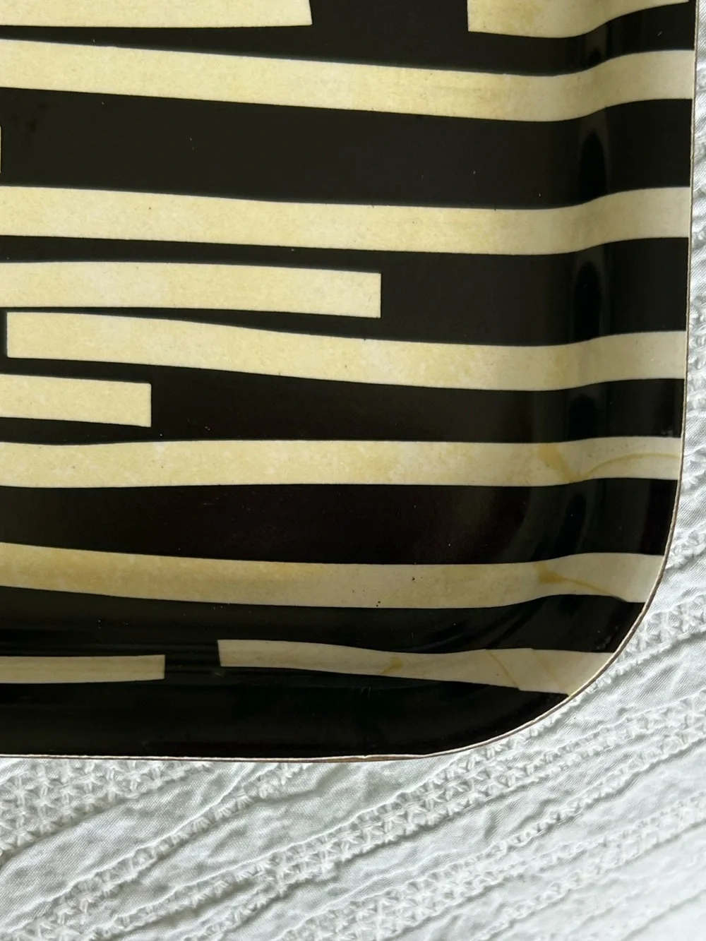 IKEA-Set of 2 Black & White Striped Serving Trays